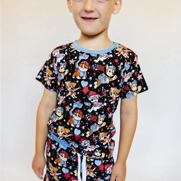 New Scottie Belle Bamboo Paw Patrol Patriotic Shorts & T-Shirt Lounge Set 12-18m - Picture 5 of 16